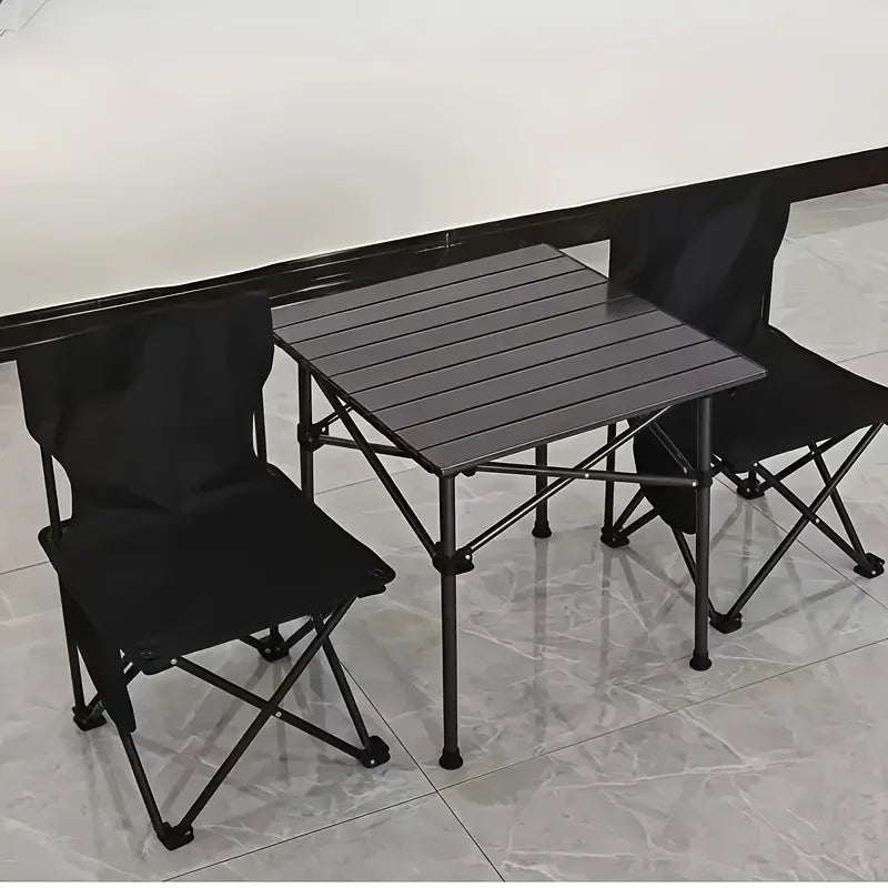 Portable stainless steel folding table, camping barbecue table - compact outdoor leisure thickened picnic equipment.