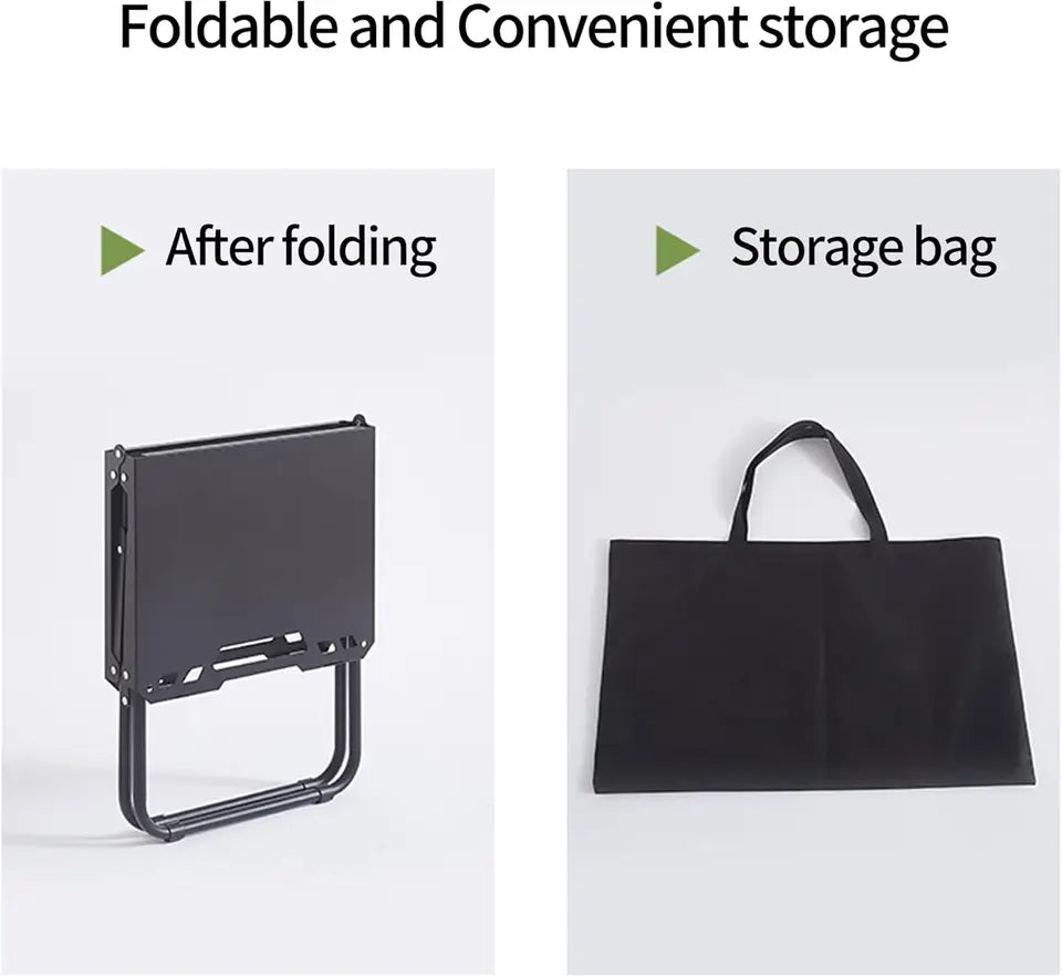 Foldable Metal Camping Table, Lightweight Outdoor Picnic Table with Storage Bag, Durable Carbon Steel for Fishing, Hiking, BBQ