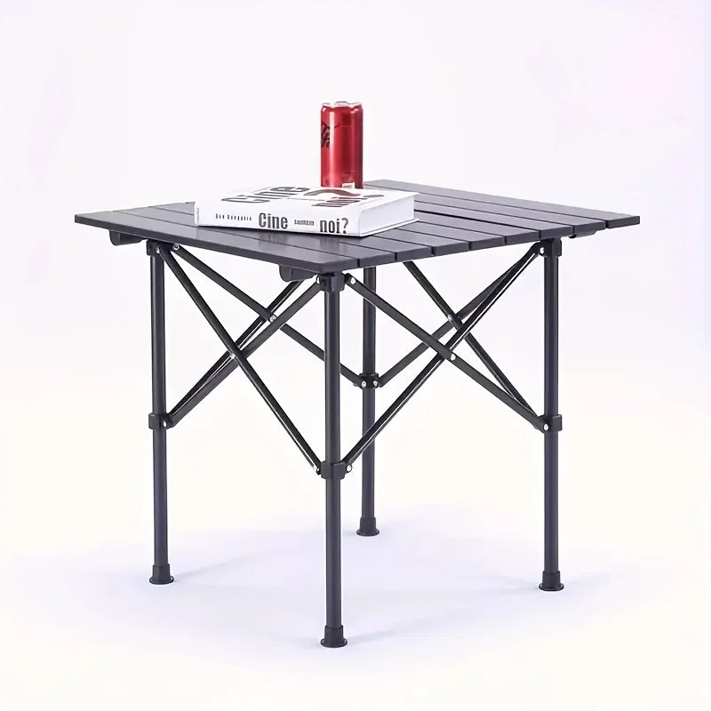 Portable stainless steel folding table, camping barbecue table - compact outdoor leisure thickened picnic equipment.