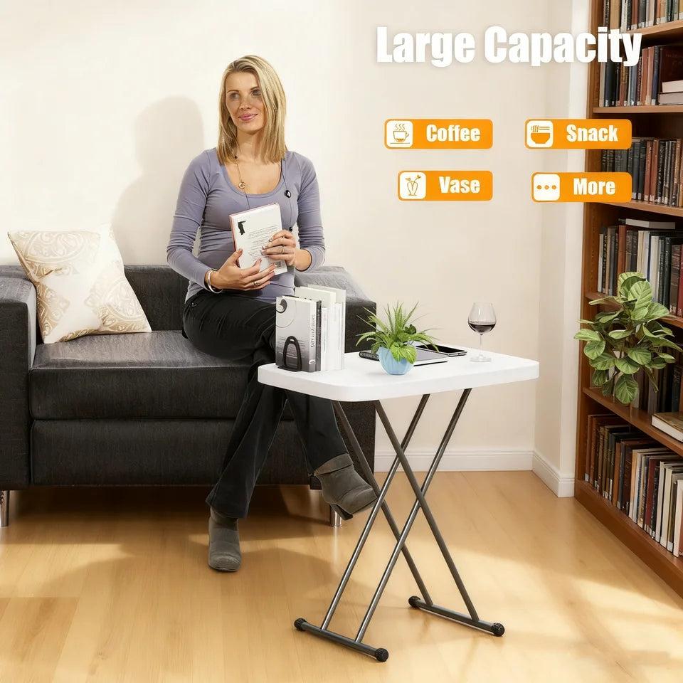 Adjustable Folding Table Portable Multi-height Folding Desk Camping Picnic Table Household Dining Table Steel Frame Table