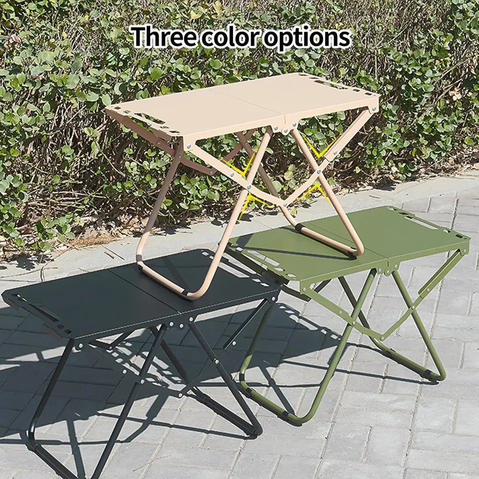 Foldable Metal Camping Table, Lightweight Outdoor Picnic Table with Storage Bag, Durable Carbon Steel for Fishing, Hiking, BBQ