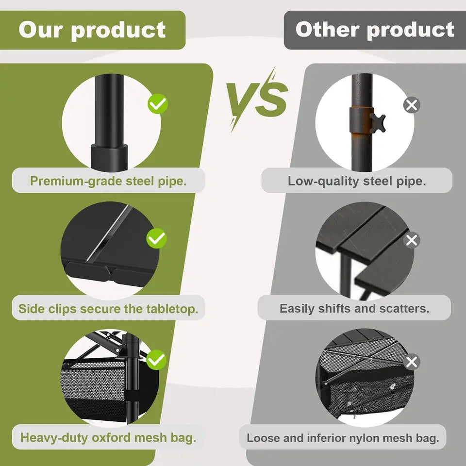 4FT Folding Camping Table, Portable Roll-Up Picnic Table with Carry Bag & Mesh Storage