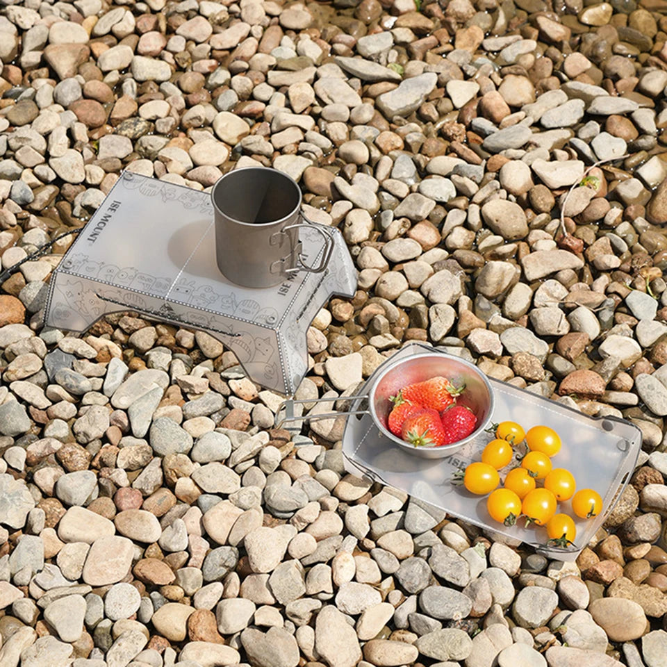 Folding Camping Table Ultralight Small Backpacking Table Portable Outdoor Fishing Furniture Multifunctional for BBQ Picnic