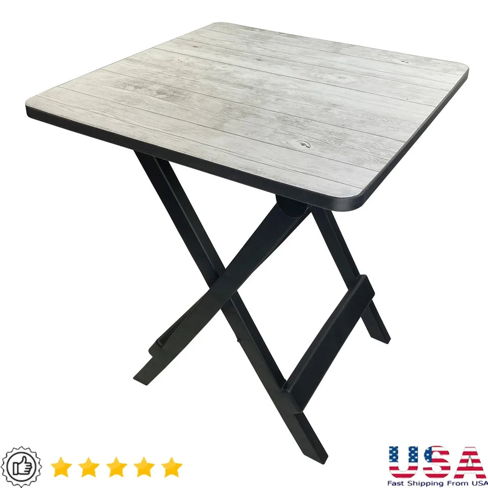 19inch Folding Side Table Portable Lightweight Outdoor Camp Table Adjustable Height Durable Plastic Collapsible Stain Resistant