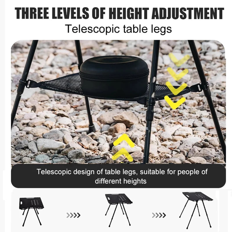 WESTTUNE Outdoor IGT Tactical Table Lightweight Multifunctional Folding Aluminum Alloy Camping Picnic Table with Adjustable Legs